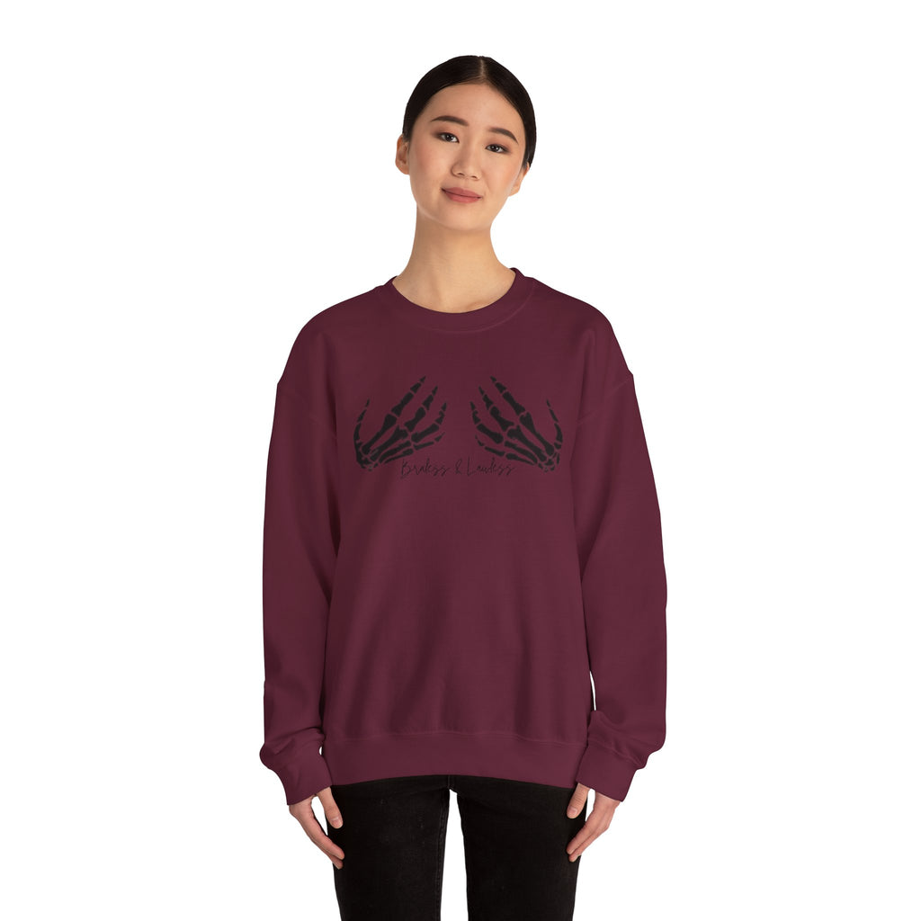 Braless and Lawless Skelly Hand Crewneck Sweatshirt