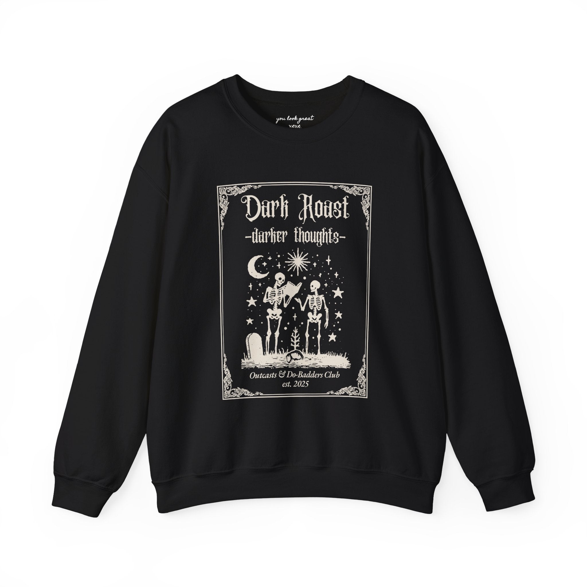 Mama Money's Dark Roast Darker Thoughts Tarot Card Crewneck Sweatshirt