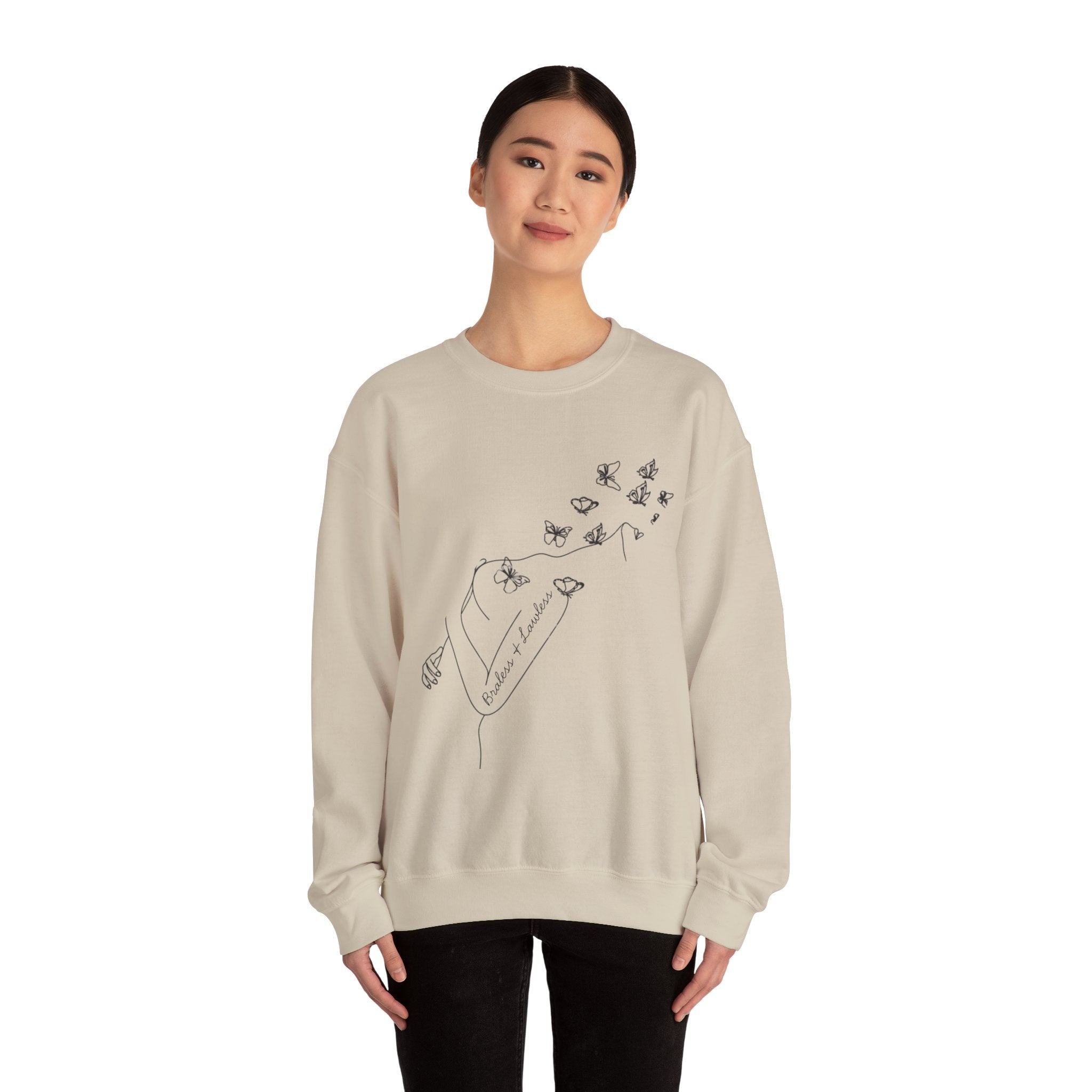 Braless and Lawless Line Art Crewneck Sweatshirt