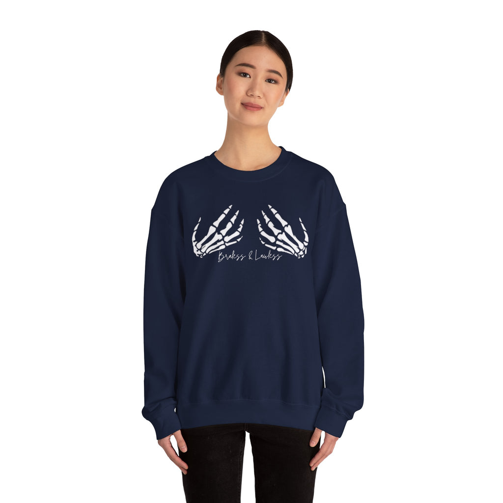 Braless and Lawless Skelly Hand Crewneck Sweatshirt