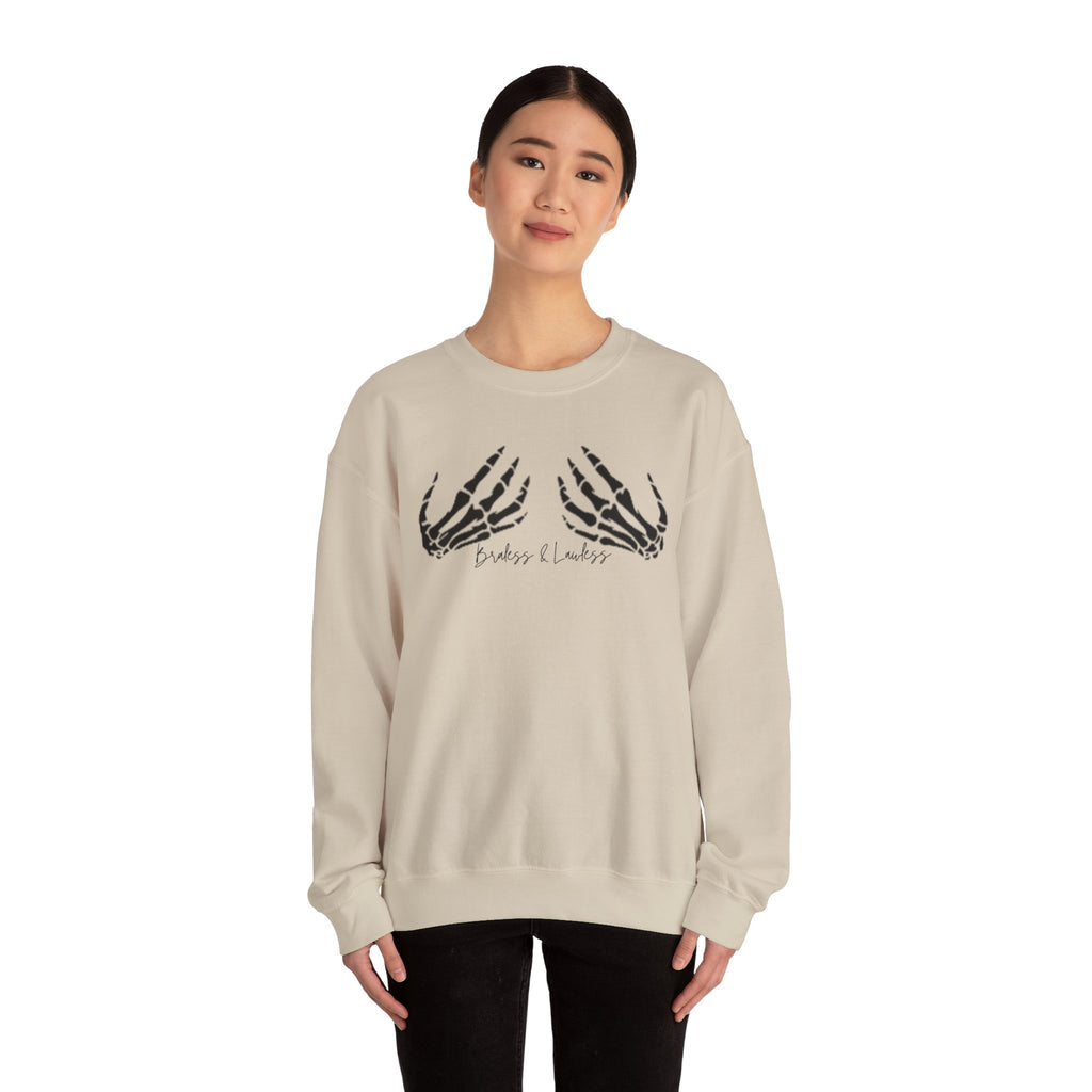 Braless and Lawless Skelly Hand Crewneck Sweatshirt